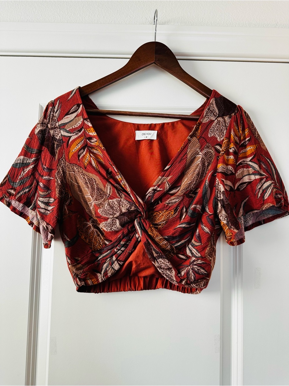 Rust 100% Rayon Twist Front Crop Top Boho Fall Size Medium